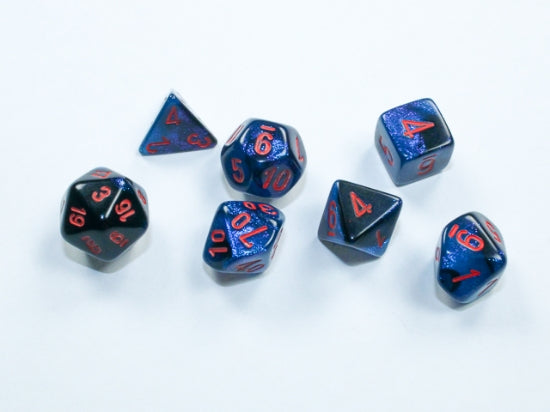 Chessex Gemini Mini Polyhedral 7-Die Set — Black-Starlight/Red