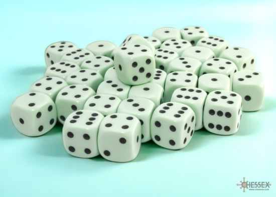 Chessex Opaque 12mm D6 Dice Block (36ct) — Pastel Green/Black