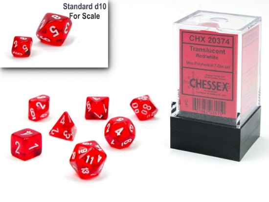 Chessex Translucent Mini Polyhedral 7-Die Set — Red/White