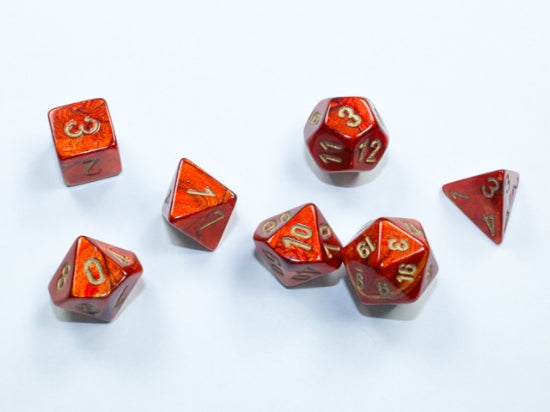 Chessex Scarab Mini Polyhedral 7-Die Set — Scarlet/Gold