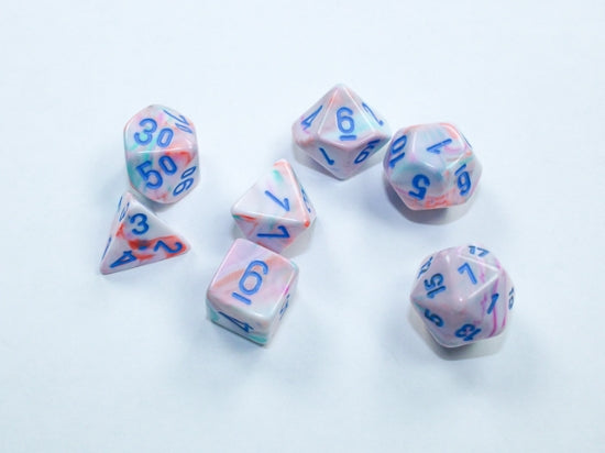 Chessex Festive Mini Polyhedral 7-Die Set — Pop Art Blue