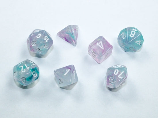 Chessex Nebula Mini Polyhedral 7-Die Set — Wisteria/White