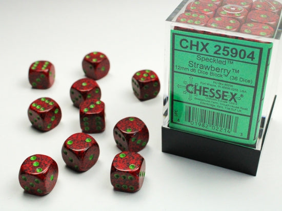 Chessex Speckled 12mm D6 Dice Block (36ct) — Strawberry