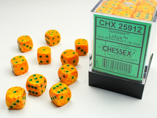 Chessex Speckled 12mm D6 Dice Block (36ct) — Lotus