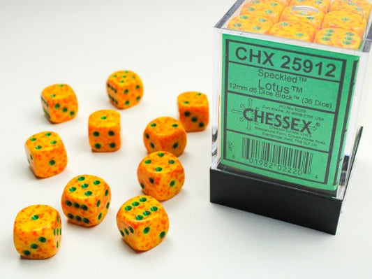 Chessex Speckled 12mm D6 Dice Block (36ct) — Lotus