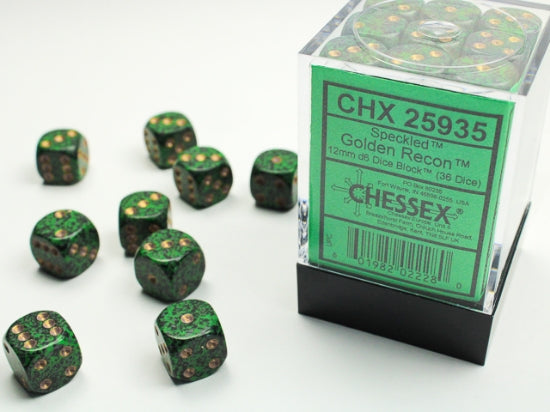 Chessex Speckled 12mm D6 Dice Block (36ct) — Golden Recon