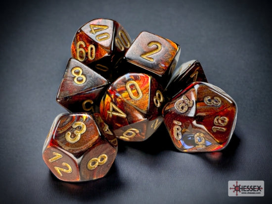 Chessex Scarab Mini Polyhedral 7-Die Set — Blue Blood/Gold