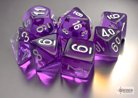 Chessex Translucent Mini Polyhedral 7-Die Set — Purple/White