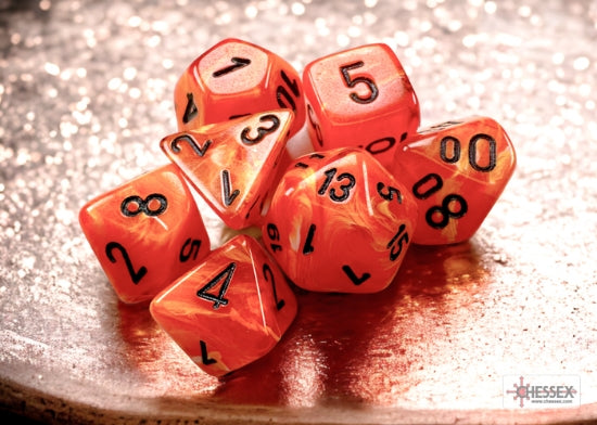 Chessex Vortex Mini Polyhedral 7-Die Set — Orange/Black