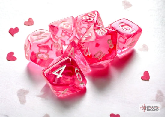 Chessex Translucent Mini Polyhedral 7-Die Set — Pink/White