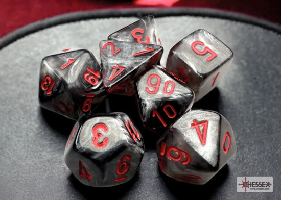 Chessex Velvet Mini Polyhedral 7-Die Set — Black/Red