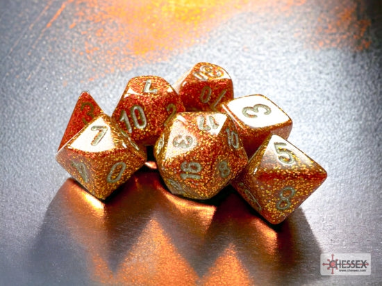 Chessex Glitter Mini Polyhedral 7-Die Set — Gold/Silver