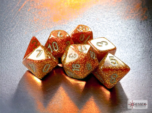 Chessex Glitter Mini Polyhedral 7-Die Set — Gold/Silver