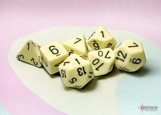Chessex Opaque Polyhedral 7-Die Set — Pastel Yellow/Black