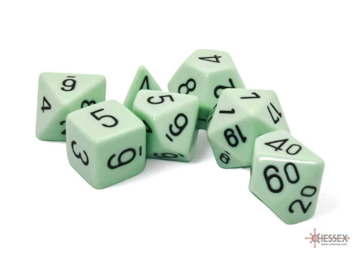 Chessex Opaque Polyhedral 7-Die Set — Pastel Green/Black