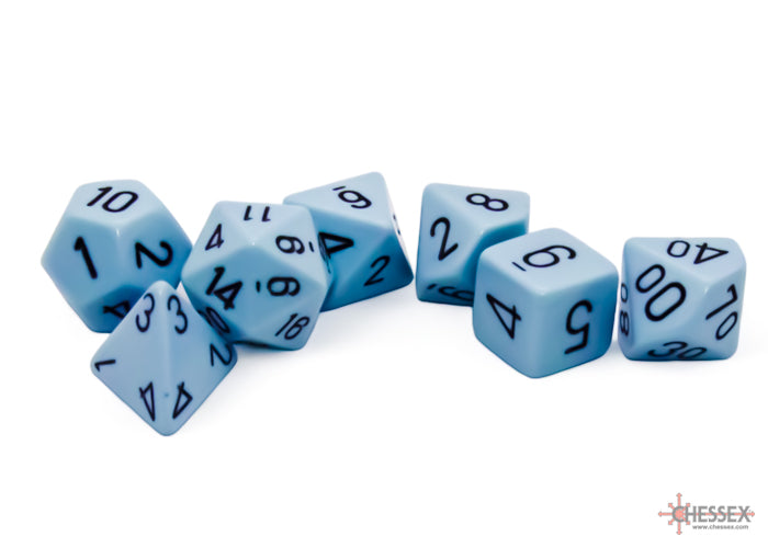 Chessex Opaque Polyhedral 7-Die Set — Pastel Blue/Black