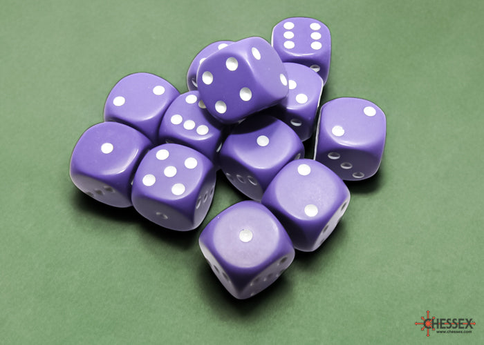 Chessex 16mm D6 Dice Block (12 Dice) (Purple/White)