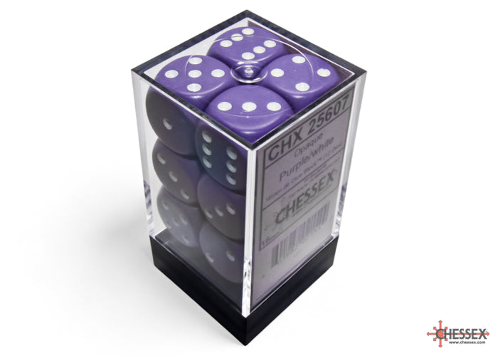Chessex 16mm D6 Dice Block (12 Dice) (Purple/White)
