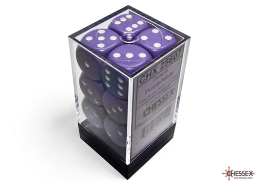 Chessex 16mm D6 Dice Block (12 Dice) (Purple/White)