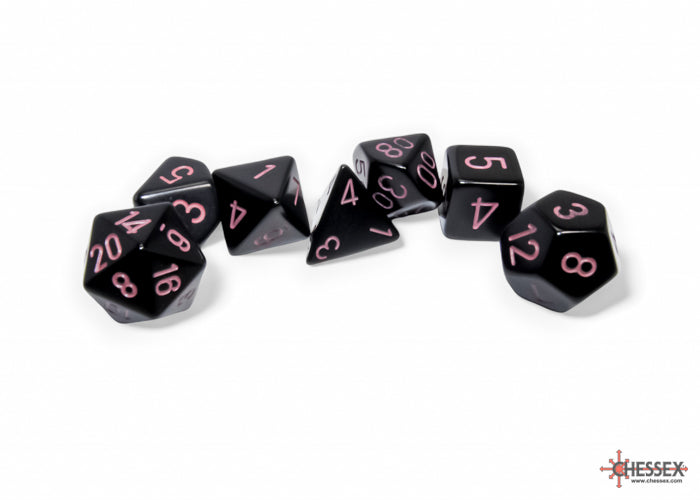 Chessex Opaque Polyhedral 7-Die Set — Black/Pink