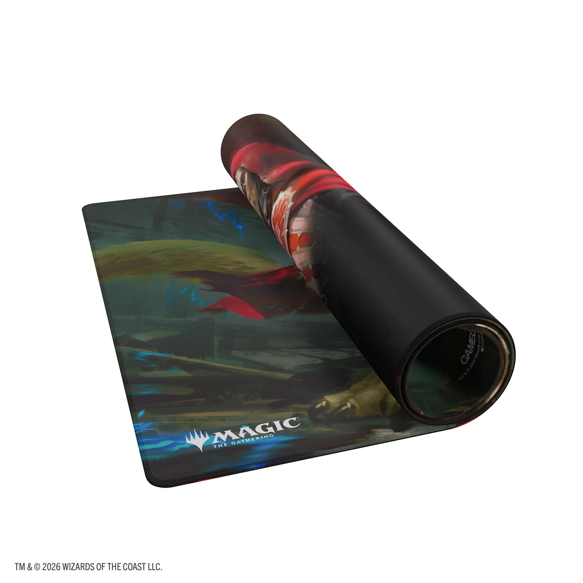 Gamegenic Double-Sided Playmat Reality Fracture Edgar, partially rolled showing Magic: The Gathering branding
