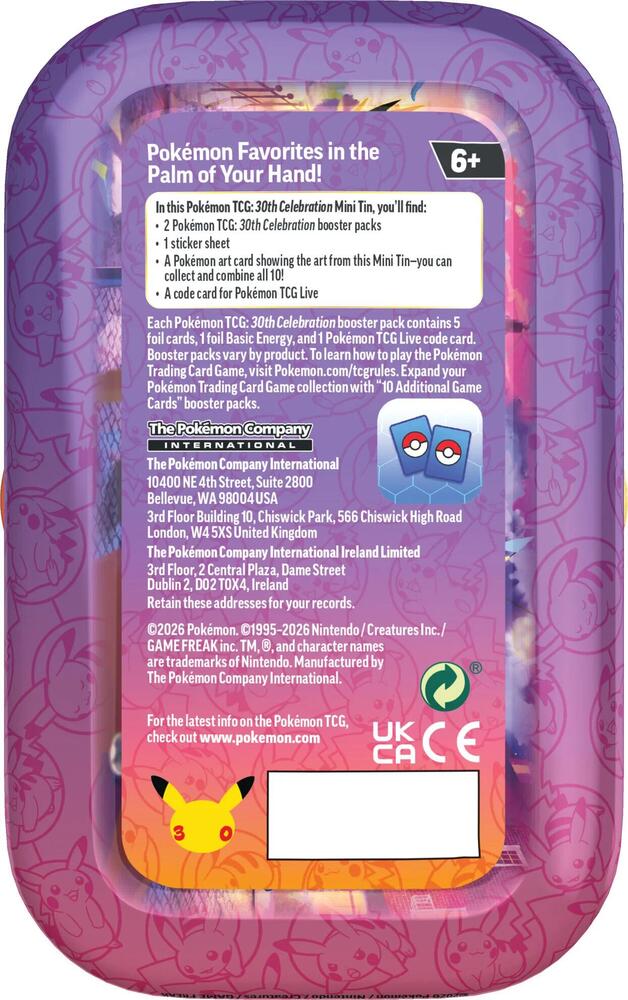 Pokemon TCG 30th Celebration Mini Tin (Mewtwo) back