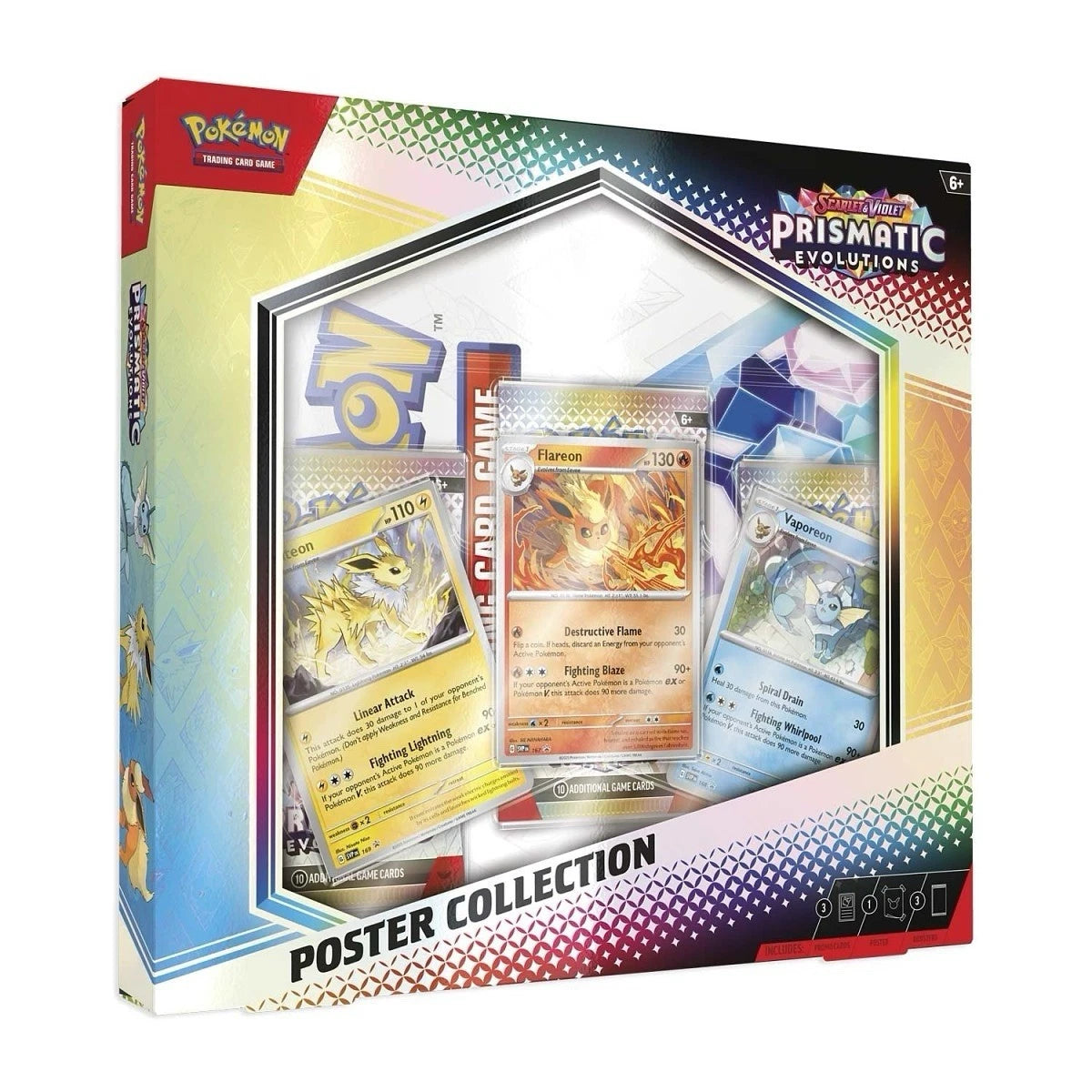 Pokemon TCG Poster Collection — Prismatic Evolutions — Vaporeon, Jolteon, Flareon — ChaseCard TCG