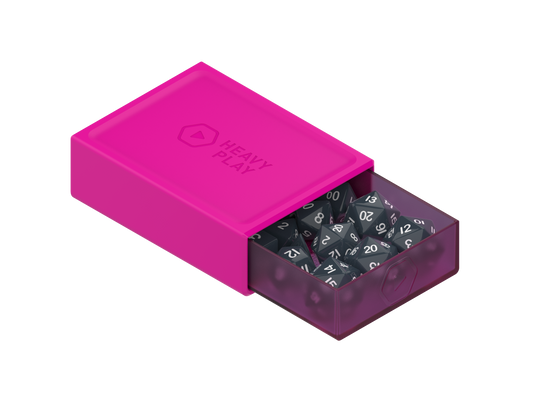 Heavy Play RNG Dice Box - Sorcerer Pink, tray open with dice
